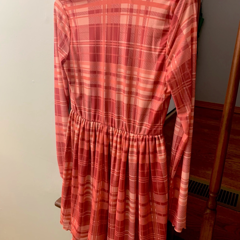 Pink sheer long sleeve dress